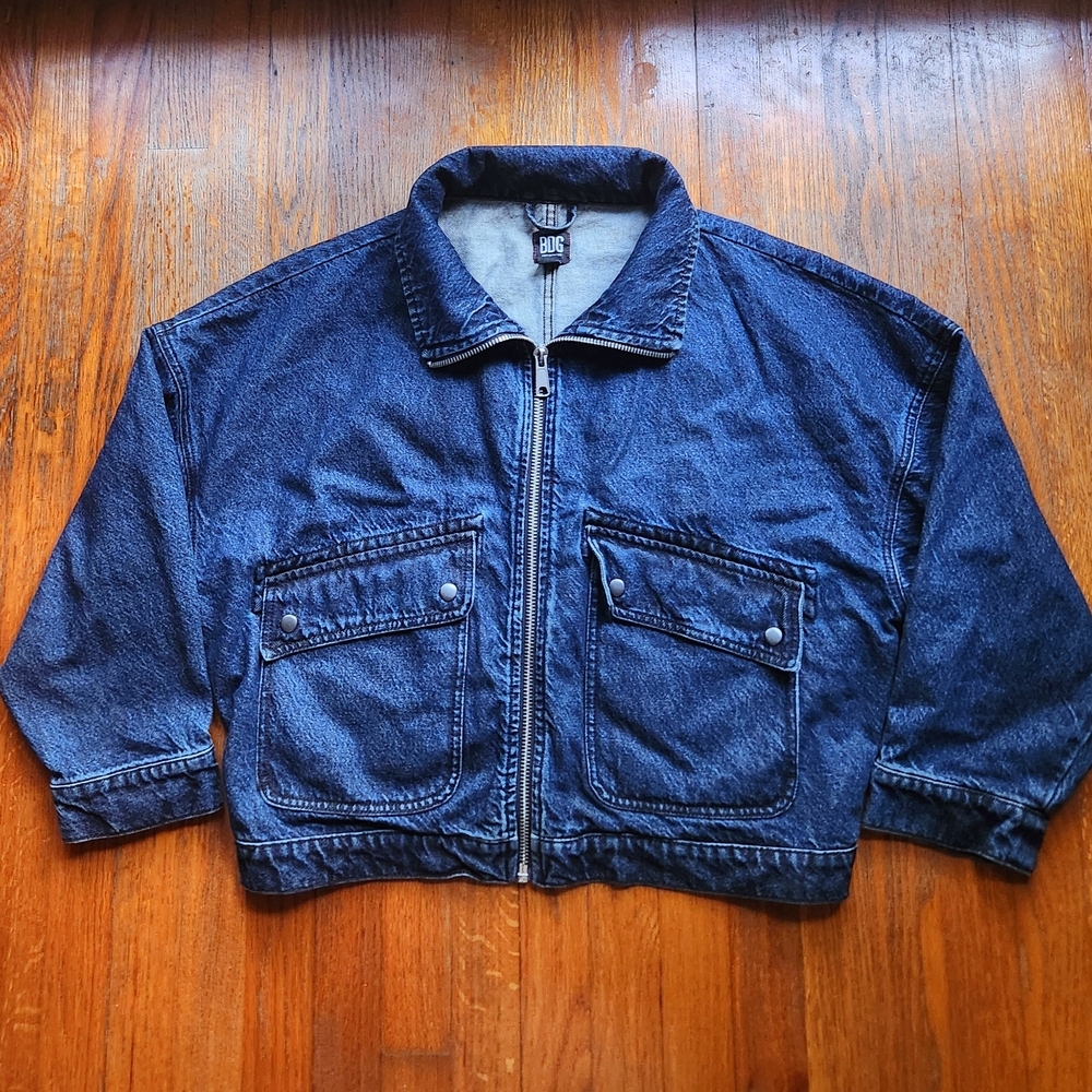 BDG Blue Jean Jacket with Vintage Bomber Style